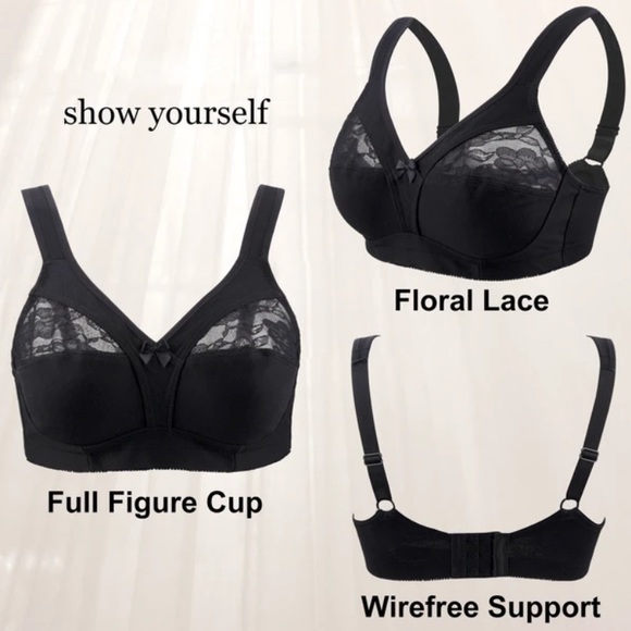 PlusForm Instant Shaping Cotton Comfort Floral Lace Wireless Bra Bundle Of 2 - Picture 4 of 16